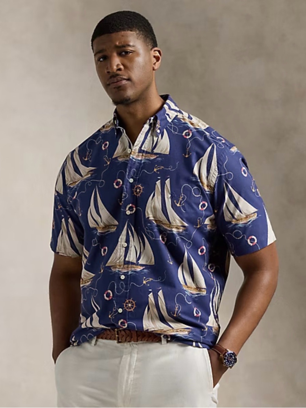 Polo Ralph Lauren Men’s 4XB Big & Tall Nautical Print Oxford Shirt NWT $138